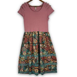 Matilda Jane Mauve Top with Teal & Brown Floral Midi Skirt